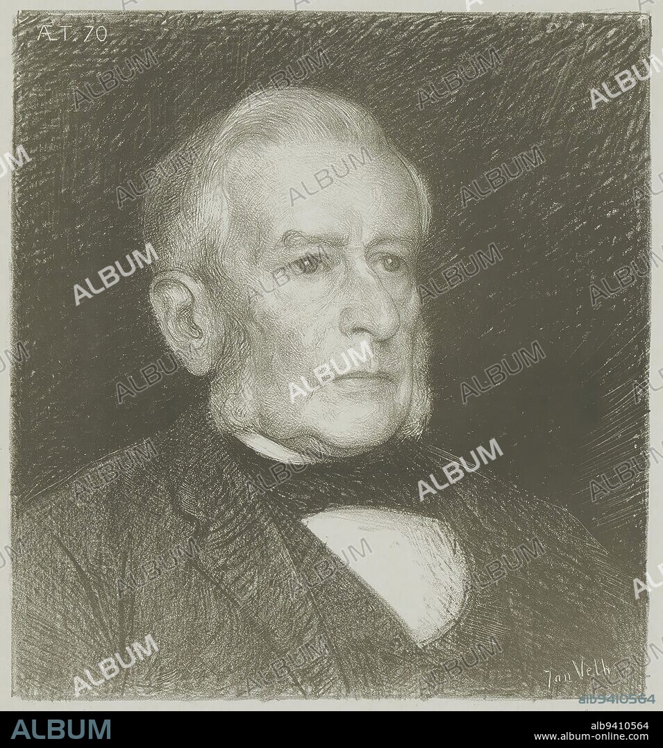 Portrait of Matthijs de Vries, Jan Veth, 1891, print maker: Jan Veth, (mentioned on object), Netherlands, 1891, paper, h 481 mm - w 317 mm.