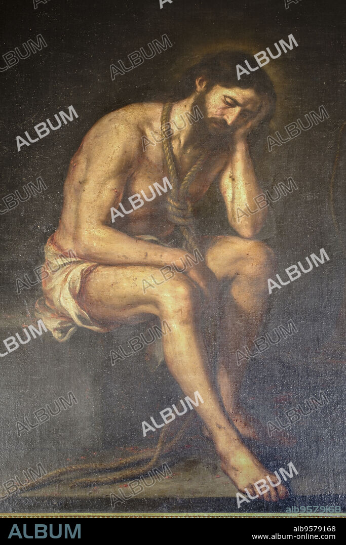 cuadro del Sant Crist de la Paciència, Bartolomé Esteban "Murillo", iglesia de San Julián, años 1858-1873, estilo neoclásico, Campos, Mallorca, balearic islands, spain, europe.