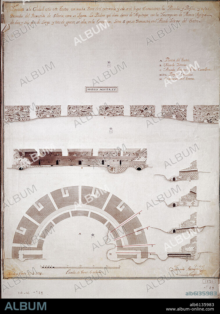 FERNANDO RODRÍGUEZ. PLANO DEL TEATRO ROMANO DE MERIDA.