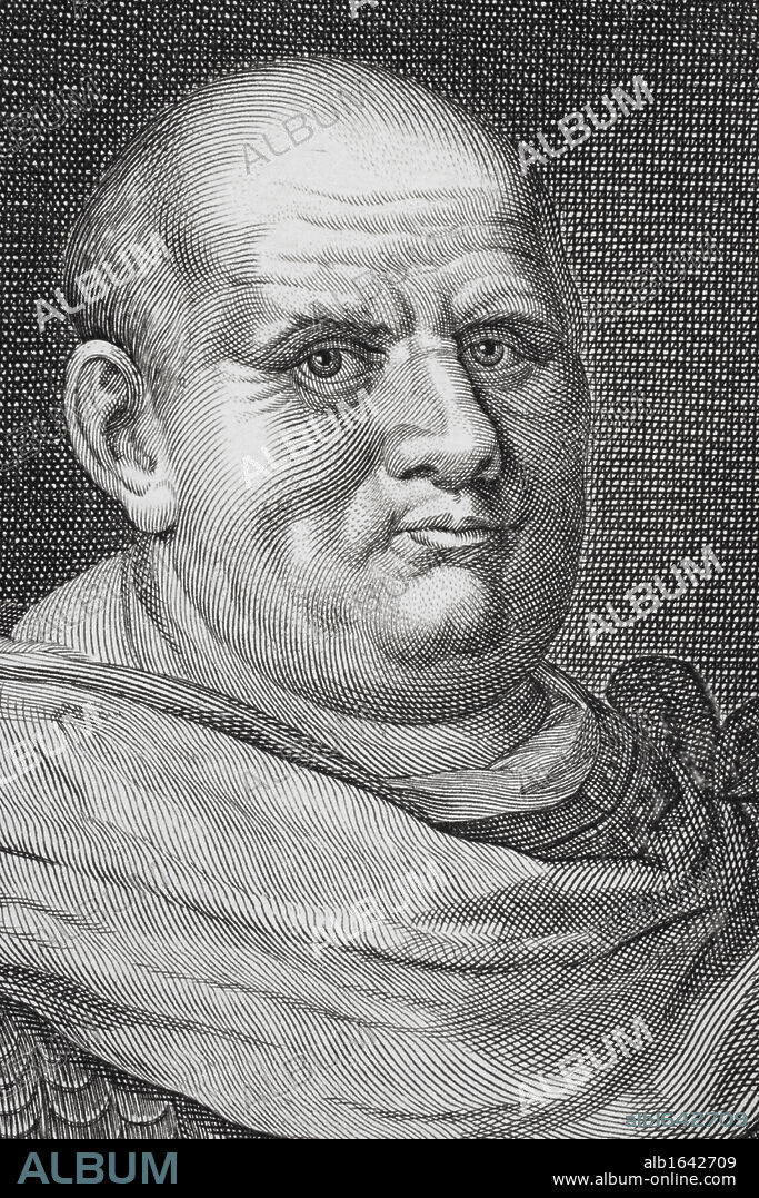 Imperator Caesar Vespasianus Augustus or Titus Flavius Vespasianus or Vespasian 9 AD to 79 AD Emperor of Rome from 69 to 79 From Dutch print dated 1704.
