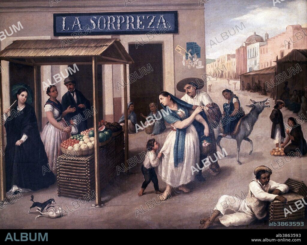 ARRIETA, JOSE AGUSTIN PINTOR MEXICANO . 1802 - 1874. " ESCENA DE MERCADO EN MEXICO ". MUSEO NACIONAL DE HISTORIA . MEXICO. SFGP / © KORPA.