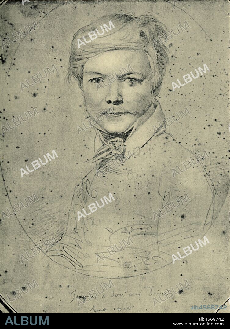 David D'Angers, 1815, (1903). Portrait of French sculptor Pierre-Jean David (1788-1856). After a drawing of 1815 by Jean-Auguste-Dominique Ingres, inscribed 'Ingres a son ami David', (Ingres to his friend David). From "La Revue De L'Art Ancien et Moderne" - Volume XIV, July-December 1903, [Paris, 1903].