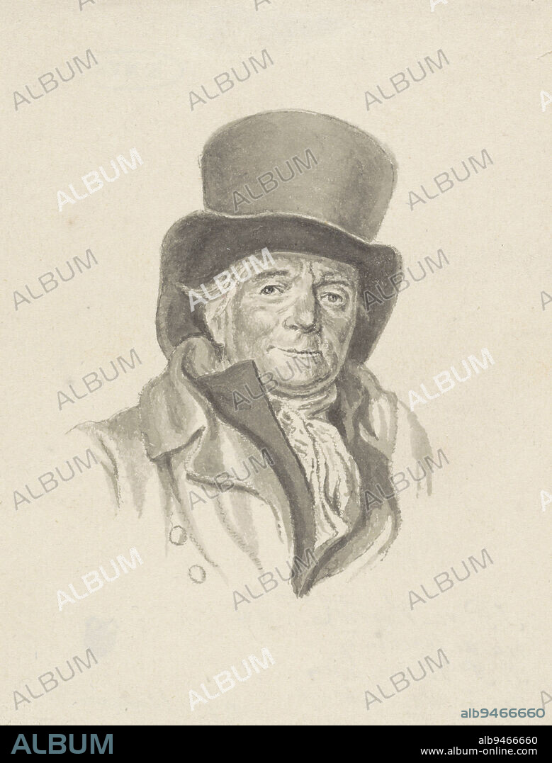 Design for a print, Portrait of Johannes Petrus van Horstok, draughtsman: Joannes Pieter Visser Bender, 1813, paper, brush, h 121 mm × w 92 mm.