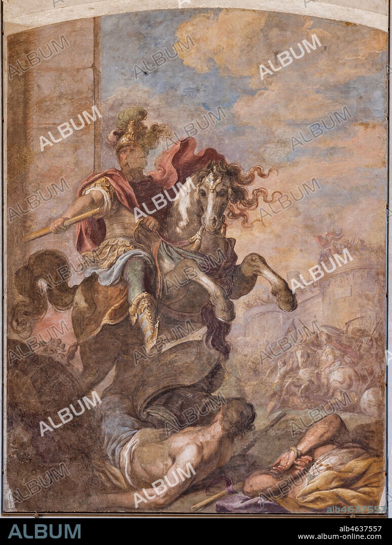 Palermo, The Royal Palace or Palazzo dei Normanni (Palace of the Normans), the Montalto room: the fresco (transferred on canvas) depicting Pietro Moncada, ancestor of the Duke of Montalto.