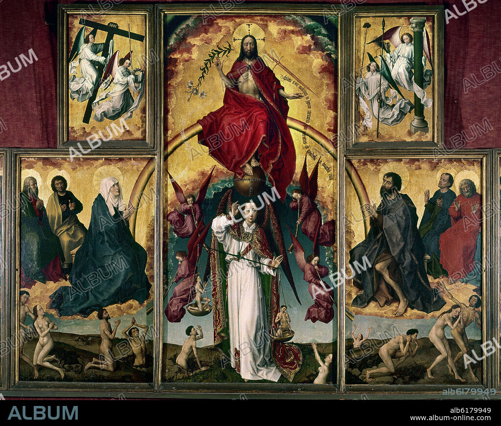 ROGIER VAN DER WEYDEN (1399-1464) ROGIER DE LA PAS. Flemish school. Altarpiece of The Last Judgment, central part of the   polyptic. c.1445-1448 . Oil on wood and gold leaf (215 x 260 cm, opened panels). Beaune, musée de l'Hôtel-Dieu.