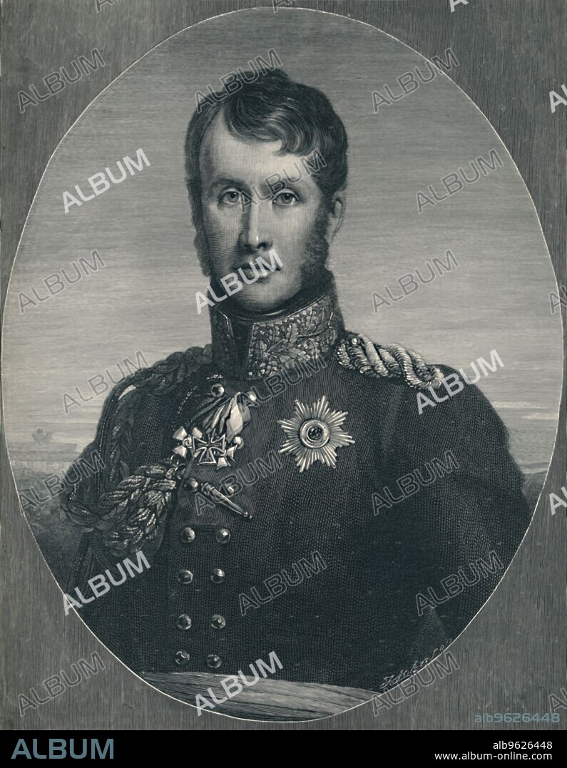 T JOHNSON. 'Frederick William III - King of Prussia', c1814-1816, (1896). Frederick William III (1770-1840) ruled Prussia during the Napoleonic Wars and the end of the Holy Roman Empire. Engraving after the painting made 1814-1816, probably by François Gérard. From "Life of Napoleon Bonaparte, Volume III", by William Milligan Sloane. [The Century Co., New York, 1896].