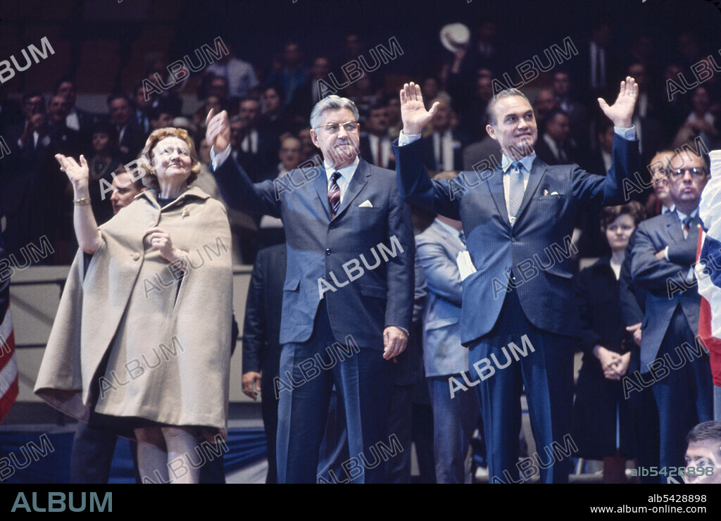 George Wallace and Curtis LeMay on stage at his Presidential Campaign Rally, Madison Square Garden, New York City, New York, USA, Bernard Gotfryd, October 24,1968.