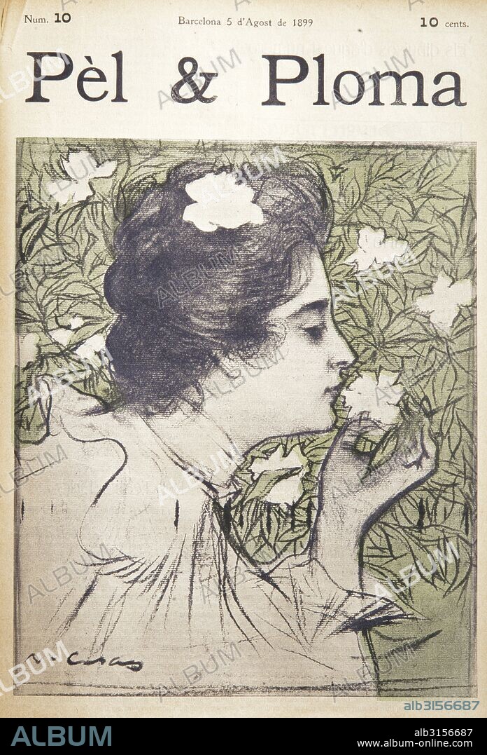RAMON CASAS. PORTADA DE LA REVISTA PEL I PLOMA, Nº 10, 5 DE AGOSTO DE 1899.