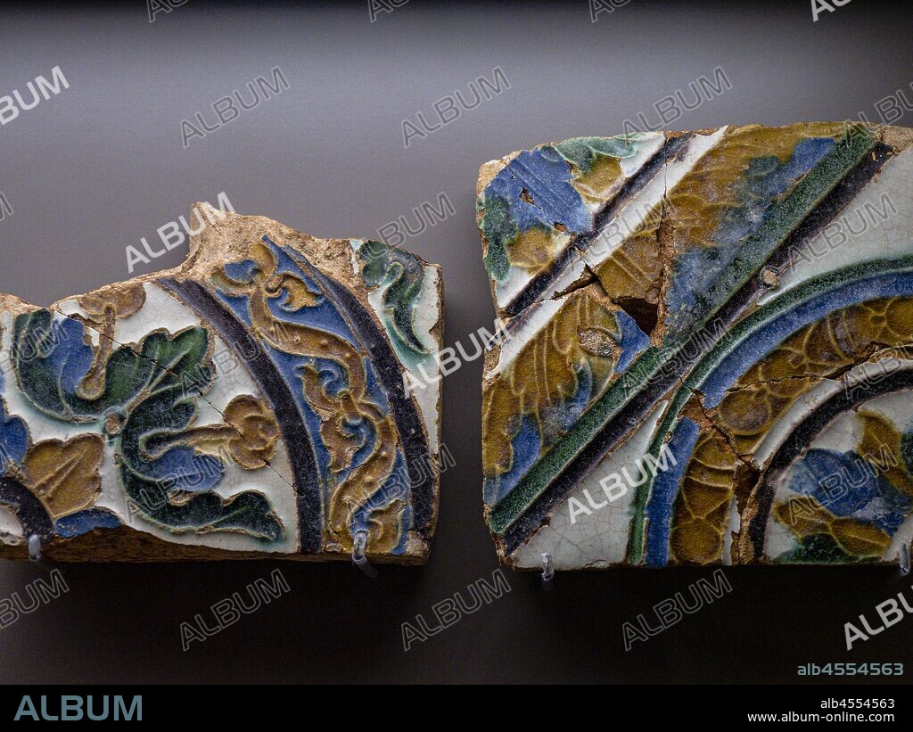 azulejos policromados, siglo XVI, La Ribera, Arkeologi Museoa, museo aqueologico, Bilbao, Bizkaia, Pais Vasco, Spain.