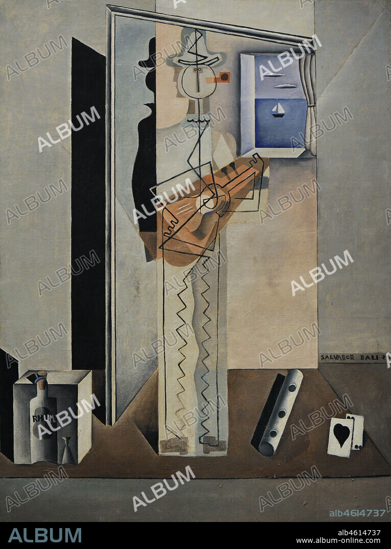 SALVADOR DALÍ. Salvador Dalí (Salvador Dalí i Domènech) (1904-1989). Artista español. Pierrot tocant la guitarra (Pintura cubista), (Pierrot tocando la guitarra) (Pintura cubista), 1925. Oleo sobre lienzo, 198 x 149 cm. Museo Nacional Centro de Arte Reina Sofía. Madrid. España.