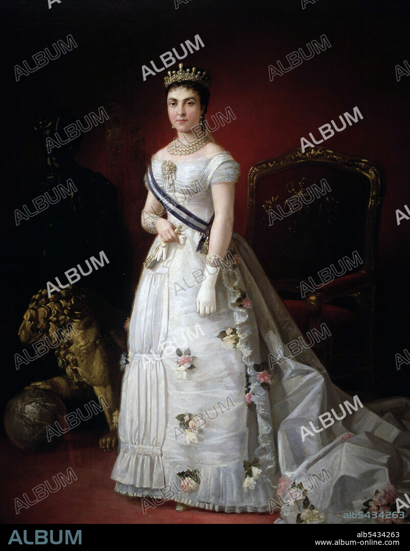 MARIA DE LAS MERCEDES ORLEANS Y BORBON. REINA DE ESPAÑA. 1860 - 1878. ESPOSA DE ALFONSO XII. OLEO DE EDUARDO BALACA. MUSEO MUNICIPAL . MADRID.
