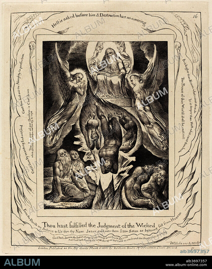 WILLIAM BLAKE. The Fall of Satan. Dated: 1825. Medium: engraving on India paper.