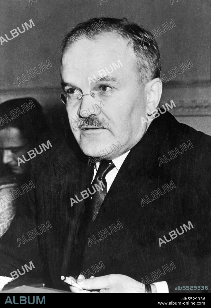 Vyacheslav Mikhailovich Molotov (9 March 1890 – 8 November 1986) was a Soviet politician and diplomat, an Old Bolshevik, and a leading figure in the Soviet government from the 1920s, when he rose to power as a protégé of Joseph Stalin. Molotov served as Chairman of the Council of People's Commissars (Premier) from 1930 to 1941, and as Minister of Foreign Affairs from 1939 to 1949 and from 1953 to 1956. He served as First Deputy Premier from 1942 to 1957, when he was dismissed from the Presidium of the Central Committee by Nikita Khrushchev. He retired in 1961 after several years of obscurity.