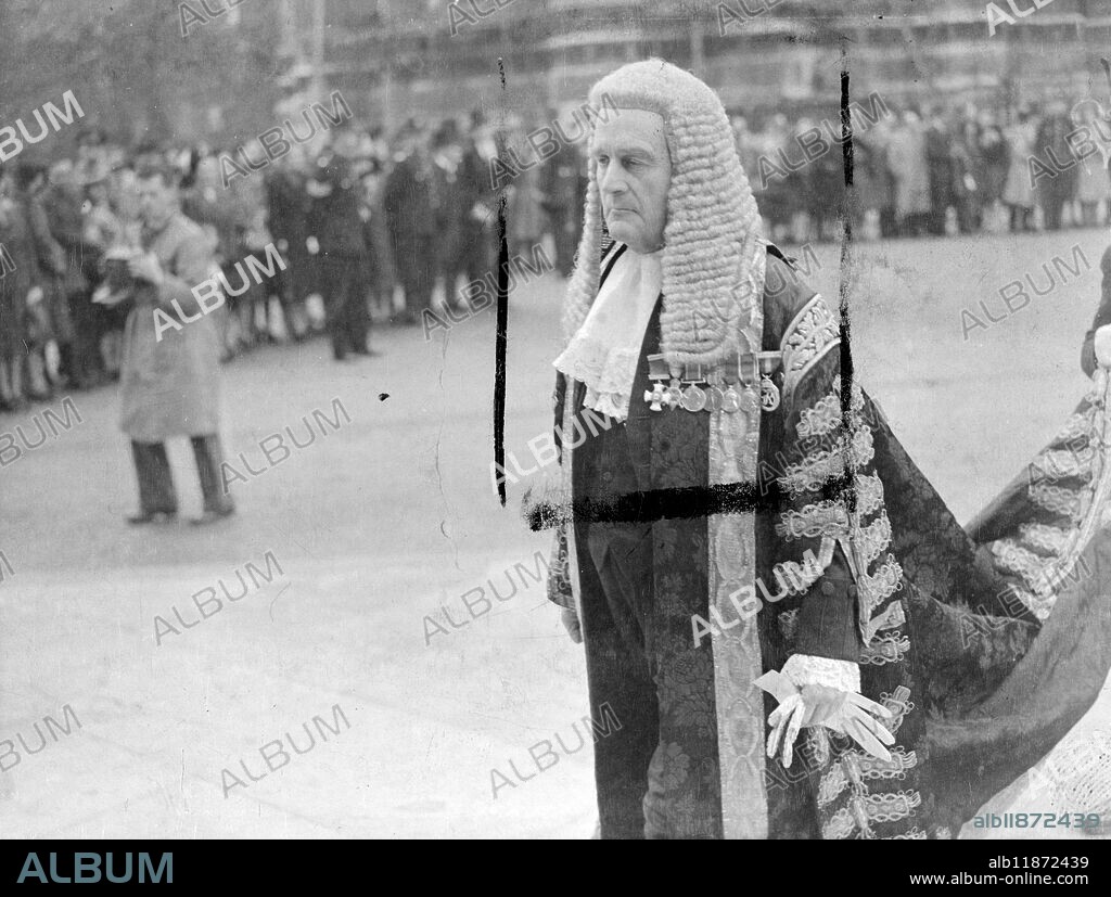 Rt. Hon. Sir Lord Justice Geoffrey Lawrence P.C., D.S.O. who recently made history as president of the tribunal at Nuremburg which sat in judgement on that Nazi war criminals. He was educated at Haileybury and New College Oxford, and was called to the bar in 1906. He took silk in 1925, was attorney general to the Prince of Wales and a member of the Council, 1928 1932. Other appointments he has held are: Recorder of Oxford, Judge of the High Court of justice, counsel to the Jockey club, Examiner in ecclesiastical courses and was made Lord Justice of appeal. 26 October 1946.