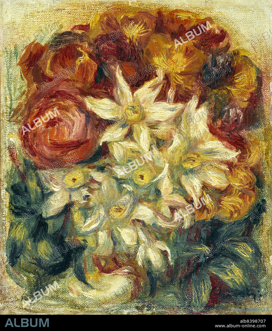 PIERRE-AUGUSTE RENOIR. Bouquet de narcisses et de roses, c.1914. Bouquet of daffodils and roses.