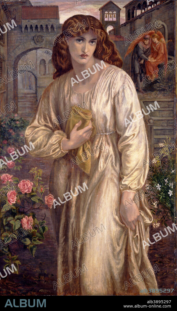 DANTE GABRIEL ROSSETTI. Salutation of Beatrice. Date/Period: 1880 - 1882. Painting. Oil on canvas. Height: 1,543 mm (60.74 in); Width: 914 mm (35.98 in).