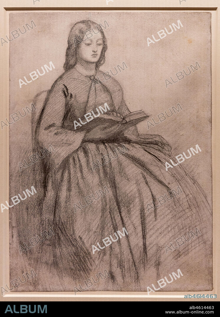 "Elizabeth Siddal sitting on a chair", (1855) by Dante Gabriel Rossetti (1828-1882); graphite on paper.