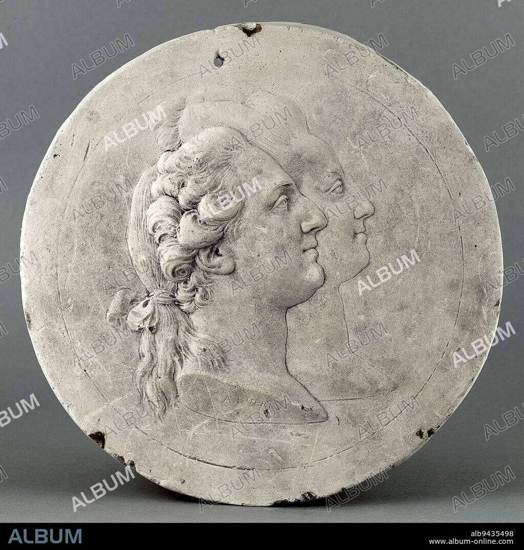 Birth of Madame Royale (1778-1861): portraits of Louis XVI (1754-1793) and Marie-Antoinette (1755-1793), Dupré, Augustin or Auguste, Author of the model, Dupré, Augustin or Auguste, Engraver in medals, In 1778, 18th century, Sculpture, Medallion (sculpture), Dimensions - Work: Diameter: 29 cm.