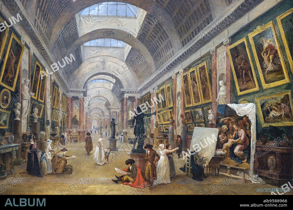 Diseño para la Gran Galería del Louvre (1796), Hubert Robert, Museo del Louvre,museo nacional de Francia, Paris, France,Western Europe.