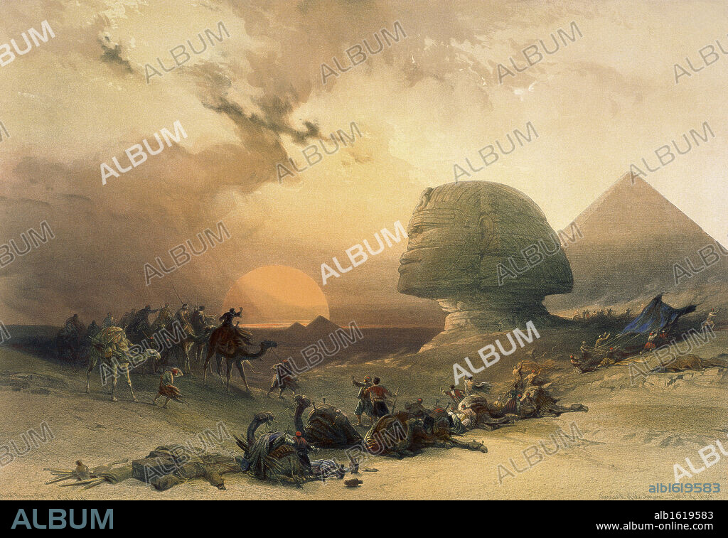 Approach of the Simoom-Desert of Giza from "Egypt and Nubia" David Roberts (1796-1864 Scottish) Newberry Library, Chicago.