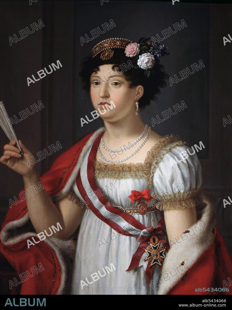 NICOLAS GARCIA (S. XIX). MARIA ISABEL DE BRAGANZA. REINA DE ESPAÑA. 1797 - 1818. ESPOSA DE FERNANDO VII. OLEO DE NICOLAS GARCIA. MUSEO ROMANTICO . MADRID.