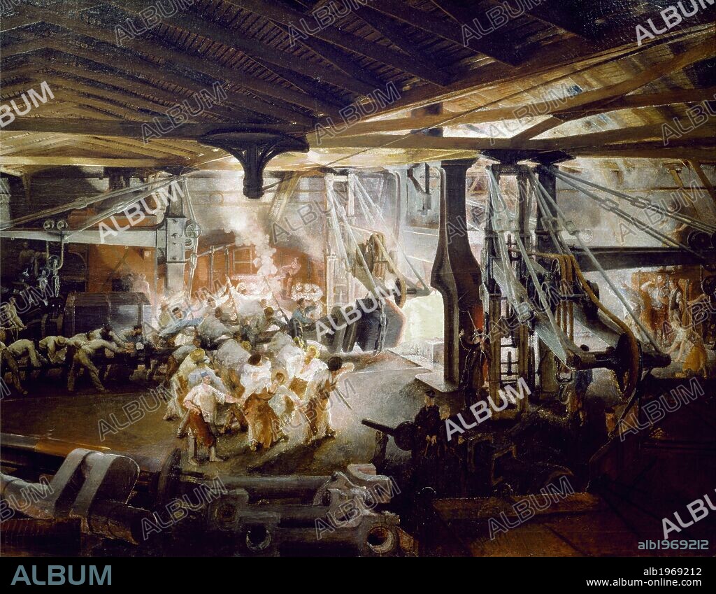 Foundry, ca 1864, detail, by Ignace Francois Bonhomme (1809-1881), oil on canvas.