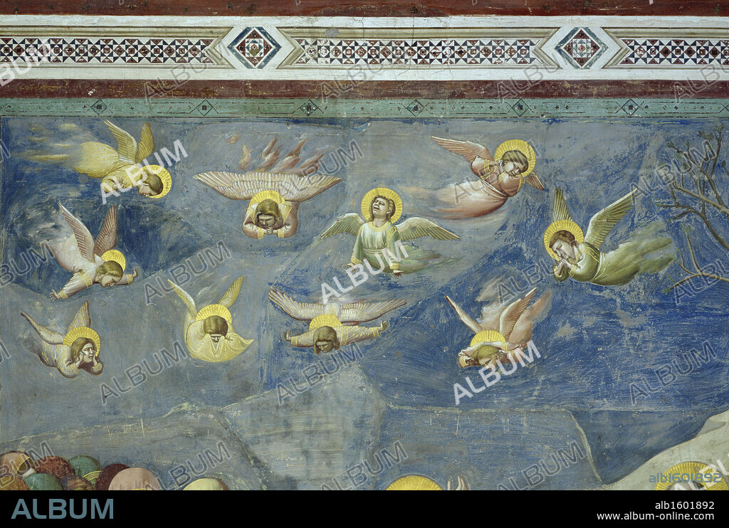 The Lamentation  (Detail)   Giotto di Bondone (c. 1266-1337/ Florentine)  Fresco    Arena Chapel, Cappella degli Scrovegni, Padua.