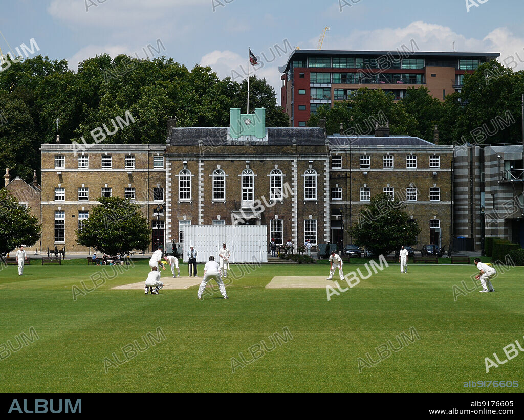 SIMON INGLIS. Artillery Garden, Finsbury, Islington, Greater London Authority, 2011. A cricket match in play at the Artillery Garden, Finsbury, with Armoury House beyond. The Artillery Garden, or Artillery Ground, is thought to be the oldest venue for archery in the world and is also London's oldest enclosed sports venue. The site has hosted archery since at least 1652 and cricket since at least 1725, though the ground's links to archery may date from the late 15th century.