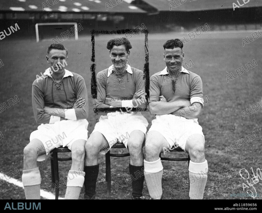 Players of Leicester City. Left-to-right, Walter Harrison, Jack Lee, and George Dewis. All of Leicester City Football Club. 5 February 1947.