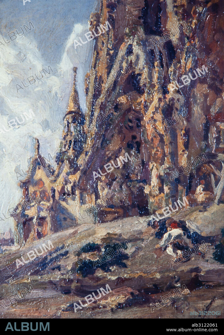 FRANCISCO GIMENO ARASA. FRANCESC GIMENO/ SAGRADA FAMILIA, BARCELONA. 1889 PRIVATE COLLECTION.