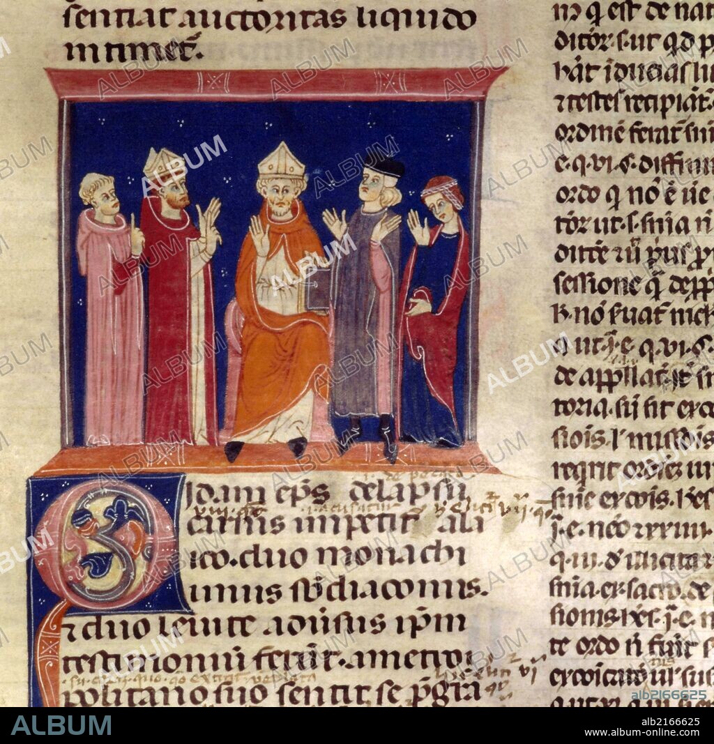 Miniatura del Decreto de Graciano (Decretum Gratiani), Ms.239. Siglo XII.