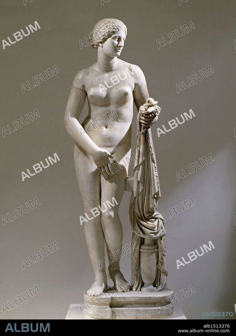 Roman civilization, 1st-2nd century A.D. Marble statue of Aphrodite of Cnidus. Copy of a Greek original by Praxiteles, 4th century b.C.