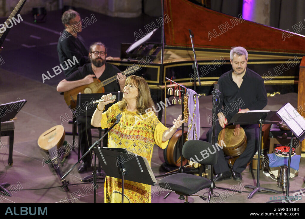 Christina Pluhar with the Arpeggiata and Maria del Mar Bonet, Pollensa festival, Majorca, Balearic Islands, Spain.