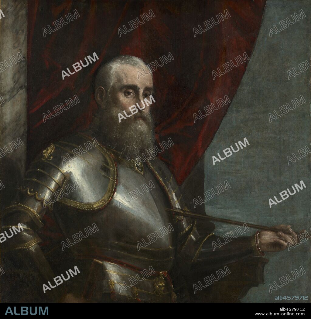 Portrait of Agostino Barbarigo, after about 1571. Barbarigo served as second in command of the Venetian naval forces during the Battle of Lepanto, fighting against the Ottoman Empire on October 7, 1571. During the skirmish, Barbarigo was slain by a Turkish arrow, which he holds in the portrait.  Barbarigo?s identity is defined by his military prowess. In the 1500s, Venetian military portraits often portrayed the sitter in armor in a pose typical of a Roman emperor, creating a link to the valor and might of ancient armies.