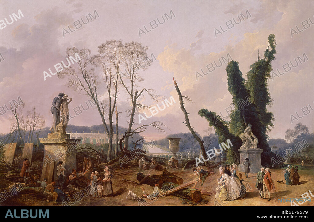 HUBERT ROBERT (1733-1808). (PODA EN LOS JARDINES DE VERSALLES) - SIGLO XVIII - ROCOCO FRANCES.