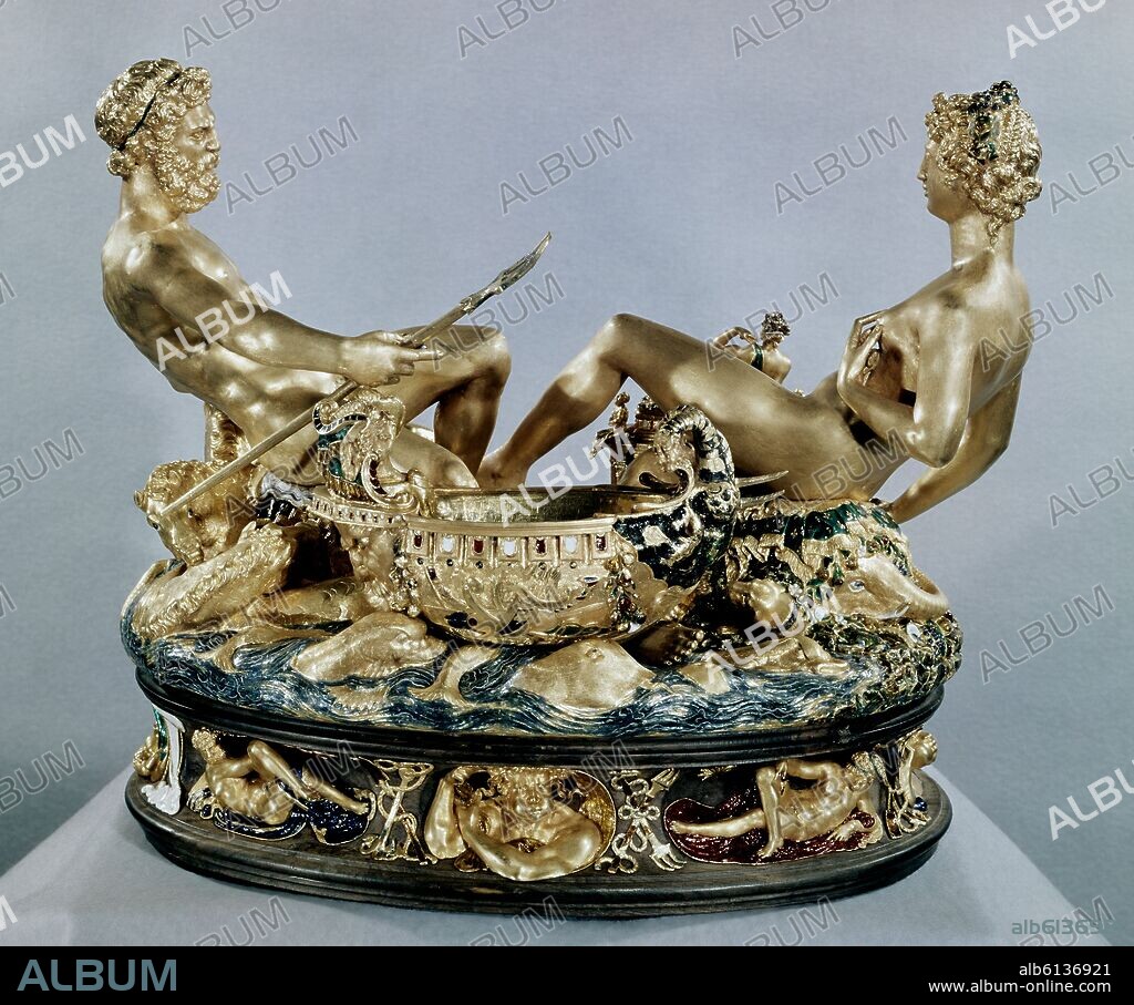 BENVENUTO CELLINI (1500-1571). SALERO DE FRANCISCO I - NEPTUNO Y LA TIERRA - ORO - 1539/1543 - ROBADO EN 2003.