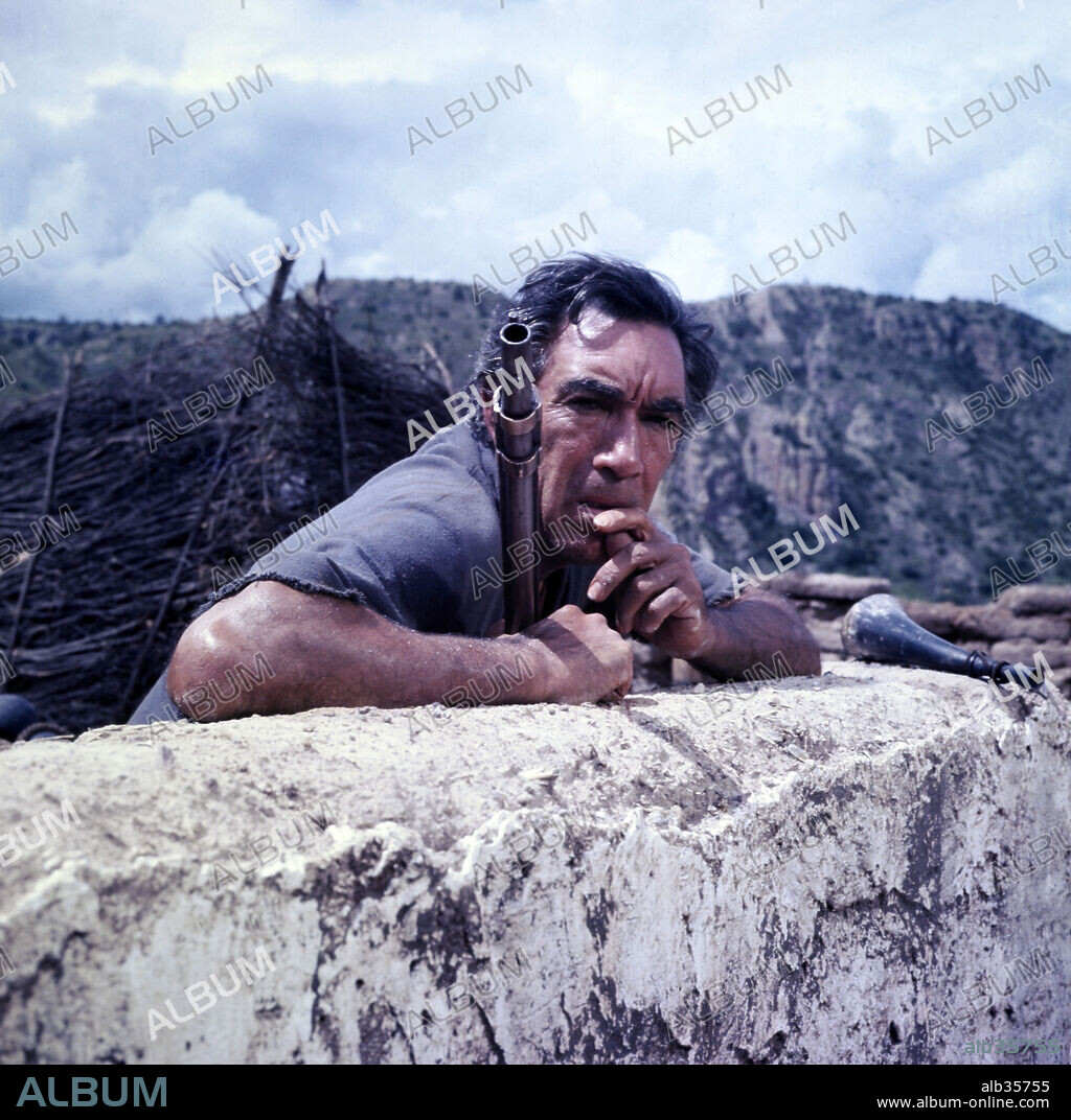 ANTHONY QUINN in GUNS FOR SAN SEBASTIAN, 1968 (LA BATAILLE DE SAN SEBASTIAN), directed by HENRI VERNEUIL. Copyright M.G.M.