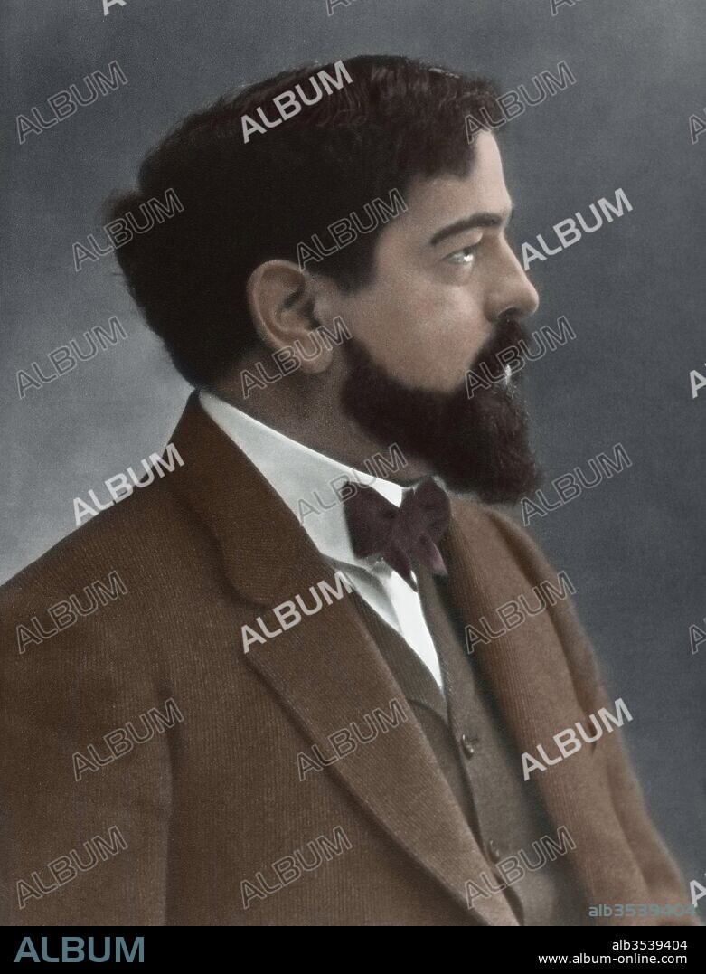 Claude Debussy (Achille-Claude Debussy) (Saint-Germain-en-Laye, 1862-París, 1918). Compositor francés. Imagen coloreada.
