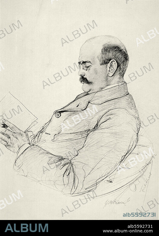 Bismarck, Wilhelm (Bill), count von, second son of Otto von Bismarcks, politician; Frankfurt am Main 1/8/1852 - Varzin 30/5/1901. Wilhelm Bismarck, reading. Drawing, Friedrichsruh 1892, by Christian Wilhelm Allers (1857-1915). Berlin, Sammlung Archiv für Kunst und Geschichte.