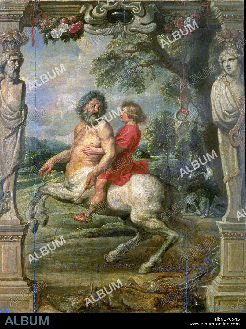 PETER PAUL RUBENS. LA EDUCACION DE AQUILES - HACIA 1630 - OLEO/TABLA - 110 x 90 cm - NP 2454 - ESCUELA FLAMENCA.