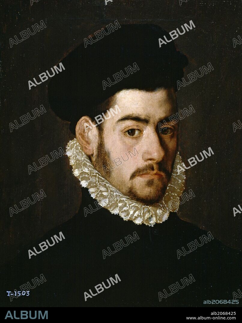 ALONSO SÁNCHEZ COELLO. Alonso Sánchez Coello / 'Autorretrato (¿?)', Hacia 1570, Escuela Española, Óleo sobre Tabla, 41 cm x 32,5 cm, P02511.