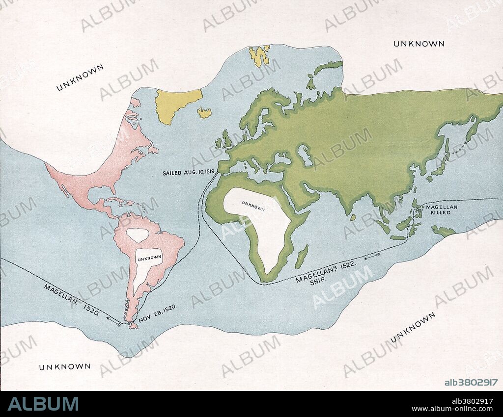 Ferdinand Magellan (1480 - April 27, 1521) was a Portuguese explorer. Like Columbus, he believed that a western voyage would be much quicker than the Portuguese route. He was sure there was a strait, or sea passage, through the American continent, and that Asia was close beyond. Charles I agreed to sponsor the plan. He gave Magellan 5 small ships and about 265 men and they set sail. Magellan's expedition of 1519-22 became the first expedition to sail from the Atlantic Ocean into the Pacific Ocean (then named "peaceful sea" by Magellan; the passage being made via the Strait of Magellan), and the first to cross the Pacific. It also completed the first circumnavigation of the Earth, although Magellan himself did not complete the entire voyage, being killed during the Battle of Mactan in the Philippines at the age of 40 or 41.