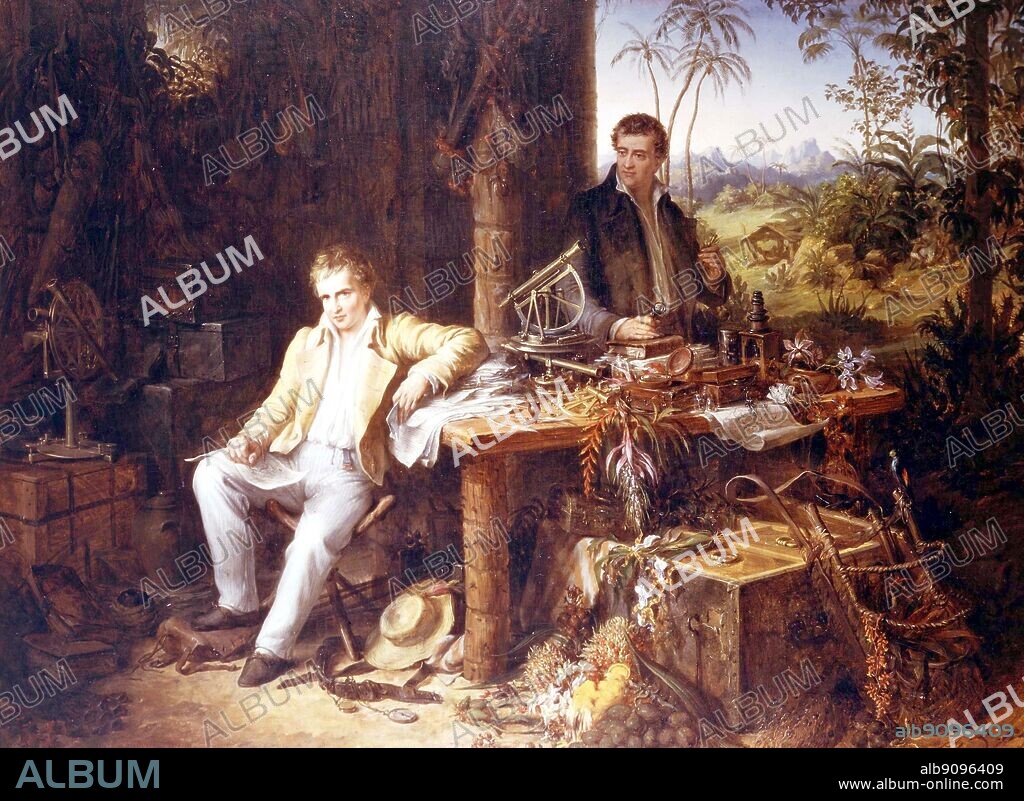 Humboldt and Bonpland in their jungle hut.