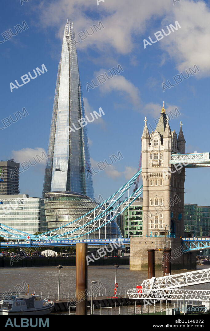 The Shard and Tower Bridge, London, England, United Kingdom, Europe.