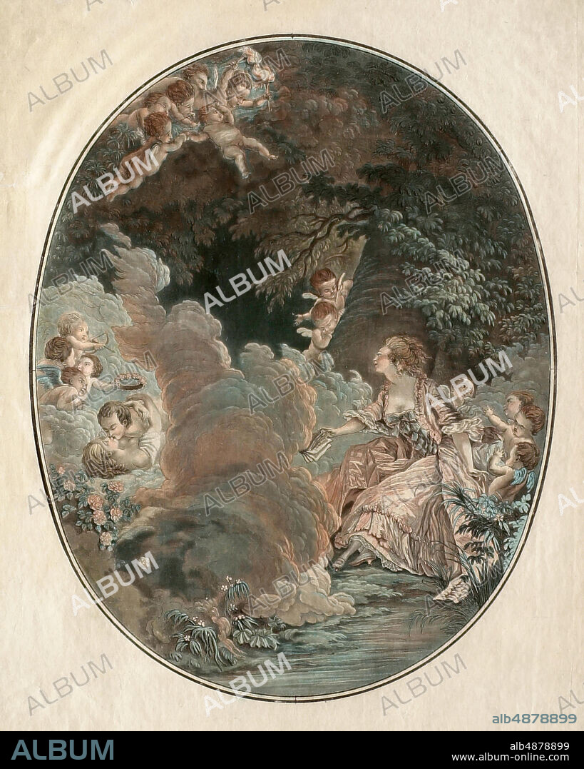 Jean Marie Mixelle, French, active 2nd half of 18th century, After Pierre Antoine Baudouin, (French, 17231769), Le desir amoureux, Color etching and aquatint on laid paper, image: 12 3/16 x 9 5/8 in. (31 x 24.5 cm).