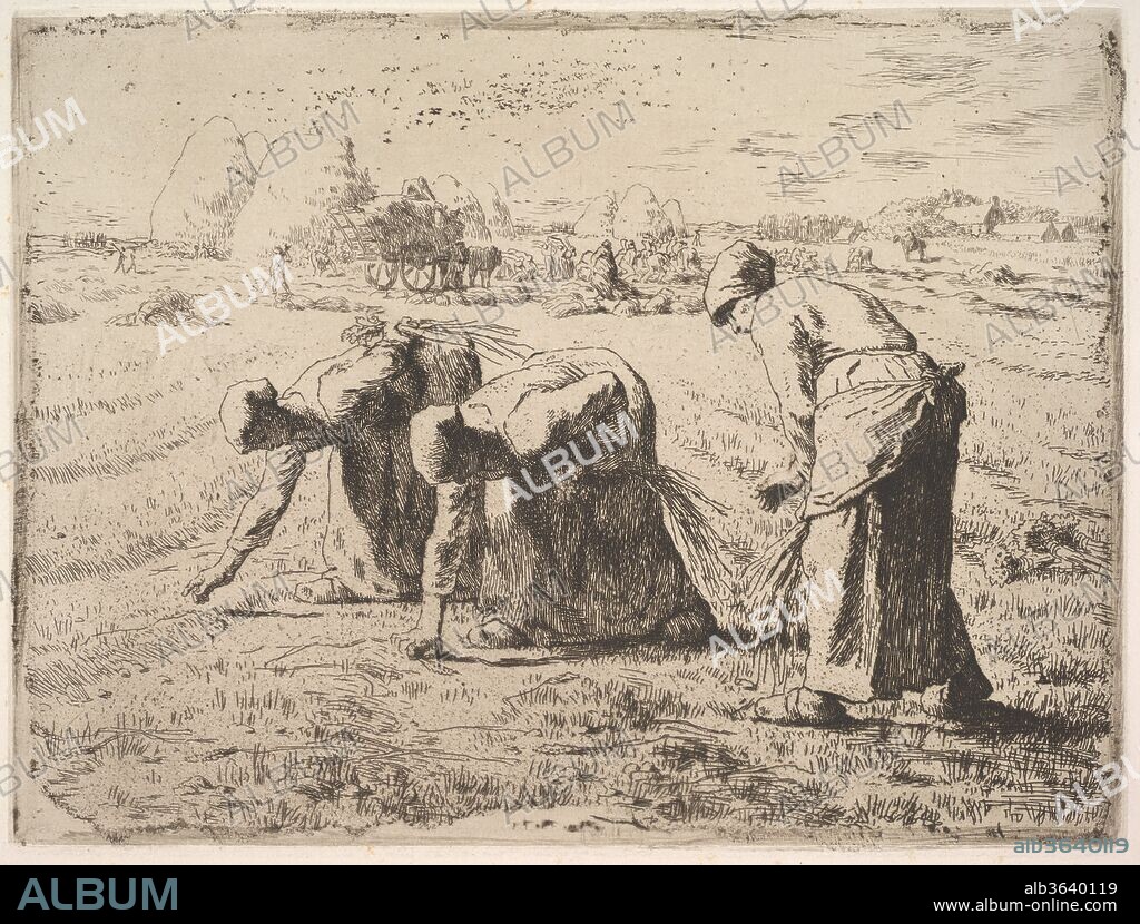 JEAN FRANÇOIS MILLET. The Gleaners. Artist: Jean-François Millet (French, Gruchy 1814-1875 Barbizon). Dimensions: 7 1/2 x 10 in. (19.1 x 25.4 cm)
14 1/4 x 19 1/2 in. (36.2 x 49.5 cm). Date: ca. 1855-56.