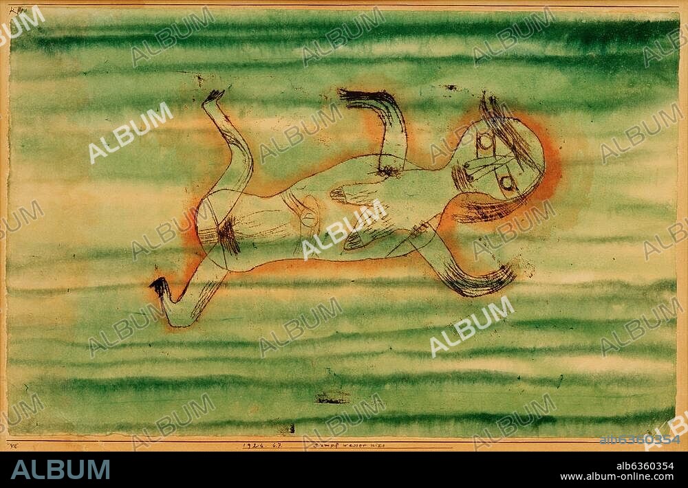 PAUL KLEE. Klee, Paul. 1879-1940. "Sumpf wasser nixe", 1924, 67. Ölpause und Aquarell auf Papier und Karton, 29,7 × 26,3 cm. The Blue Four Galka Scheyer Collection, Pasadena, Norton Simon Foundation.