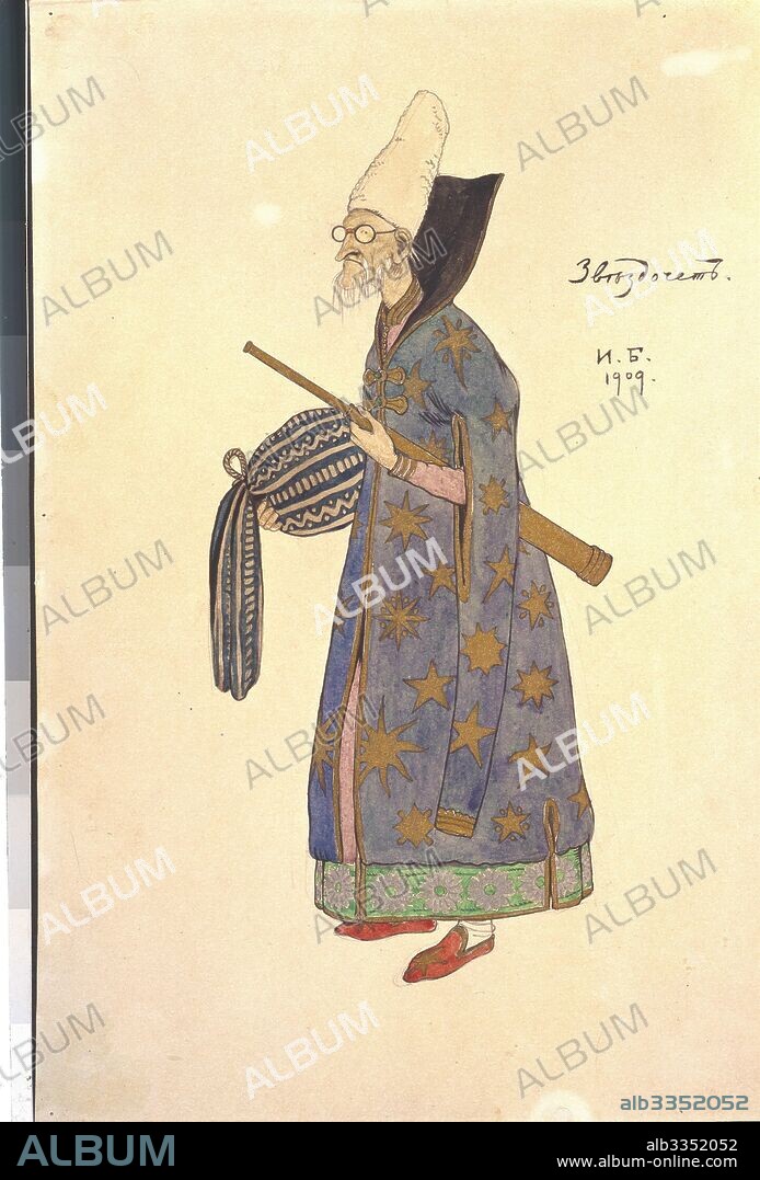 IVAN YAKOVLEVICH BILIBIN. Astrologer. Costume design for the opera The golden Cockerel by N. Rimsky-Korsakov.