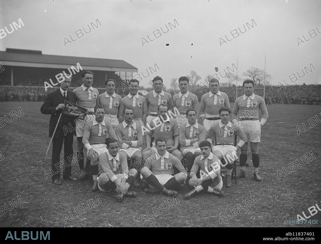 The King at rugby international at Twickenham , London. England versus France. French Team. Back Row left to right. C F Rutherford ( Hon Secretary ) , Francois Clauzel , Charles-Anthoin Gonnet , Louis Beguet , Louis Lepatey , Etienne Piquiral , Pierre Moureu , Jean Etcheberry. Middle Row left to right. Jacques Ballarin , Francois Borde (c) , Aime Cassayet-Armagnac , Andre Behoteguy , Raoul Got. Front row left to right. Henri Galau , Laurent Pardo and Roger Piteu. France Test debuts J Ballarin, F Clauzel. 23 February 1924.