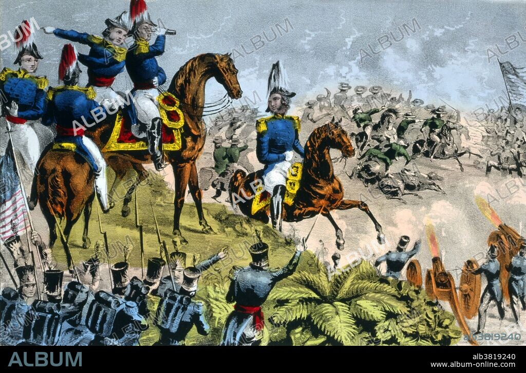 The Battle of Buena Vista (February 23, 1847), also known as the Battle of Angostura, saw the U.S. Army use artillery to repulse the much larger Mexican army in the Mexican-American War. The battle was the last major battle in northern Mexico. It was Taylor's greatest victory of the war and helped him win election as President of the United States in 1848. The Mexican-American War was an armed conflict between the United States of America and Mexico from 1846 to 1848 in the wake of the 1845 U.S. annexation of Texas. Combat operations lasted from spring 1846 to fall 1847. American forces quickly occupied New Mexico and California and then invaded parts of Northeastern Mexico and Northwest Mexico. The Pacific Squadron conducted a blockade, and took control of several garrisons on the Pacific coast in Baja California. After Mexico would still not agree to the cession of its northern territories, another American army captured Mexico City, and the war ended in victory of the U.S. The Treaty of Guadalupe Hidalgo forced Mexican Cession of the territories of Alta California and New Mexico to the U.S. in exchange for $18 million. In addition, the United States forgave debt owed by the Mexican government to U.S. citizens. Mexico accepted the Rio Grande as its national border, and the loss of Texas.